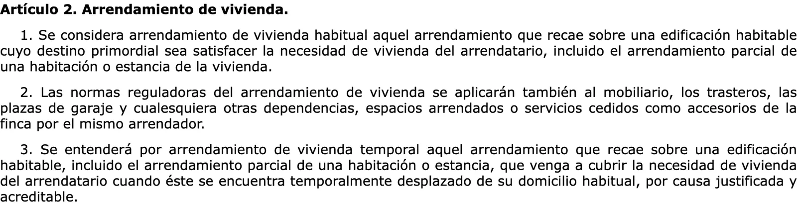 Official text of the Urban Leases Act article defining a housing lease and a temporary housing lease.