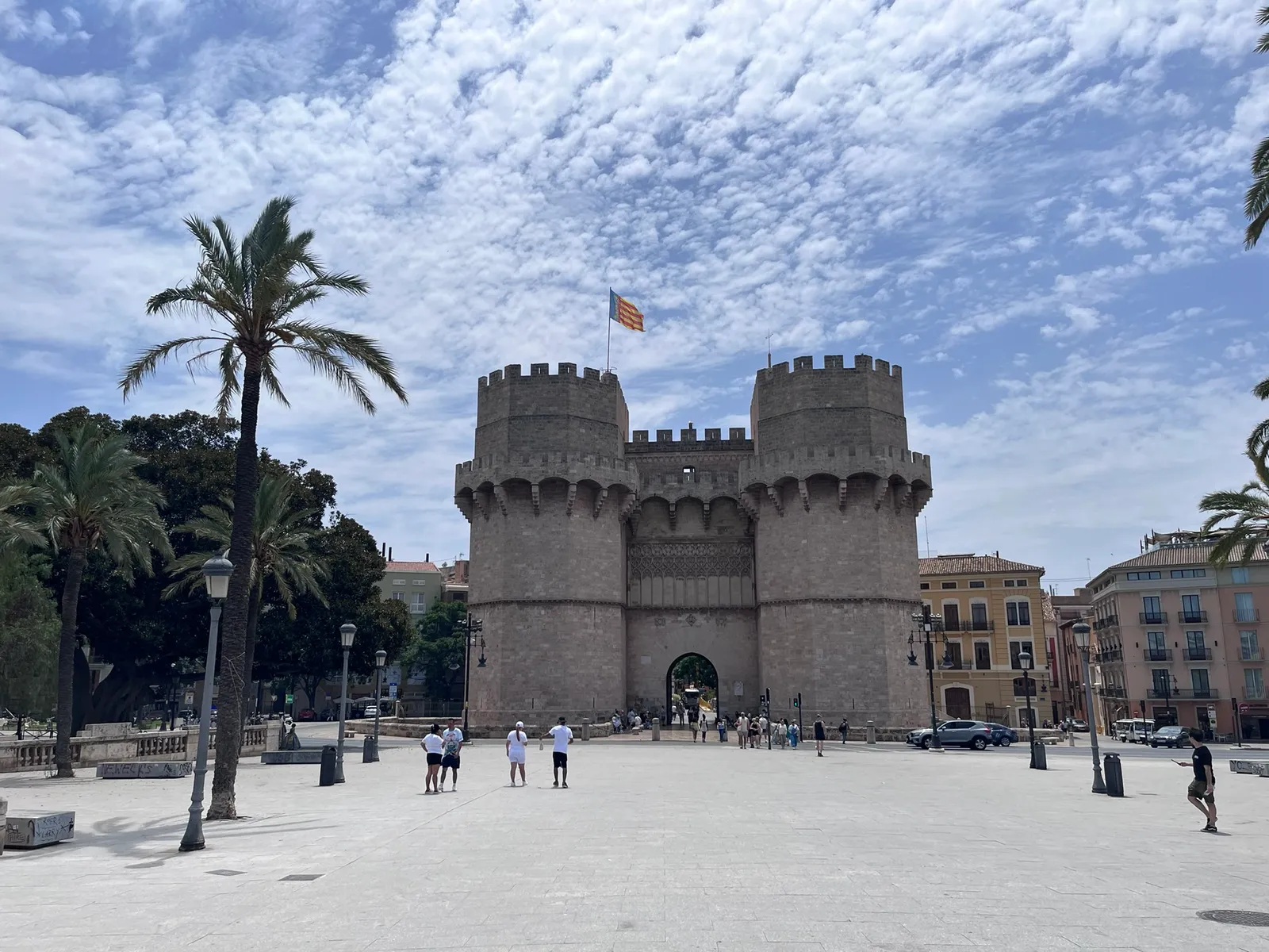 The Serranos towers, a medieval stone gate of Valencia, seen from the front