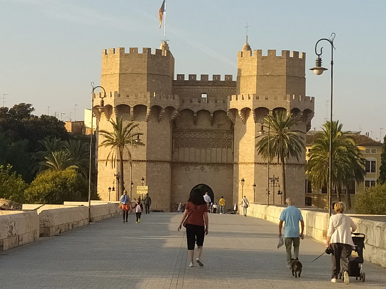 The Serranos towers gate beside the old riverbed in Valencia