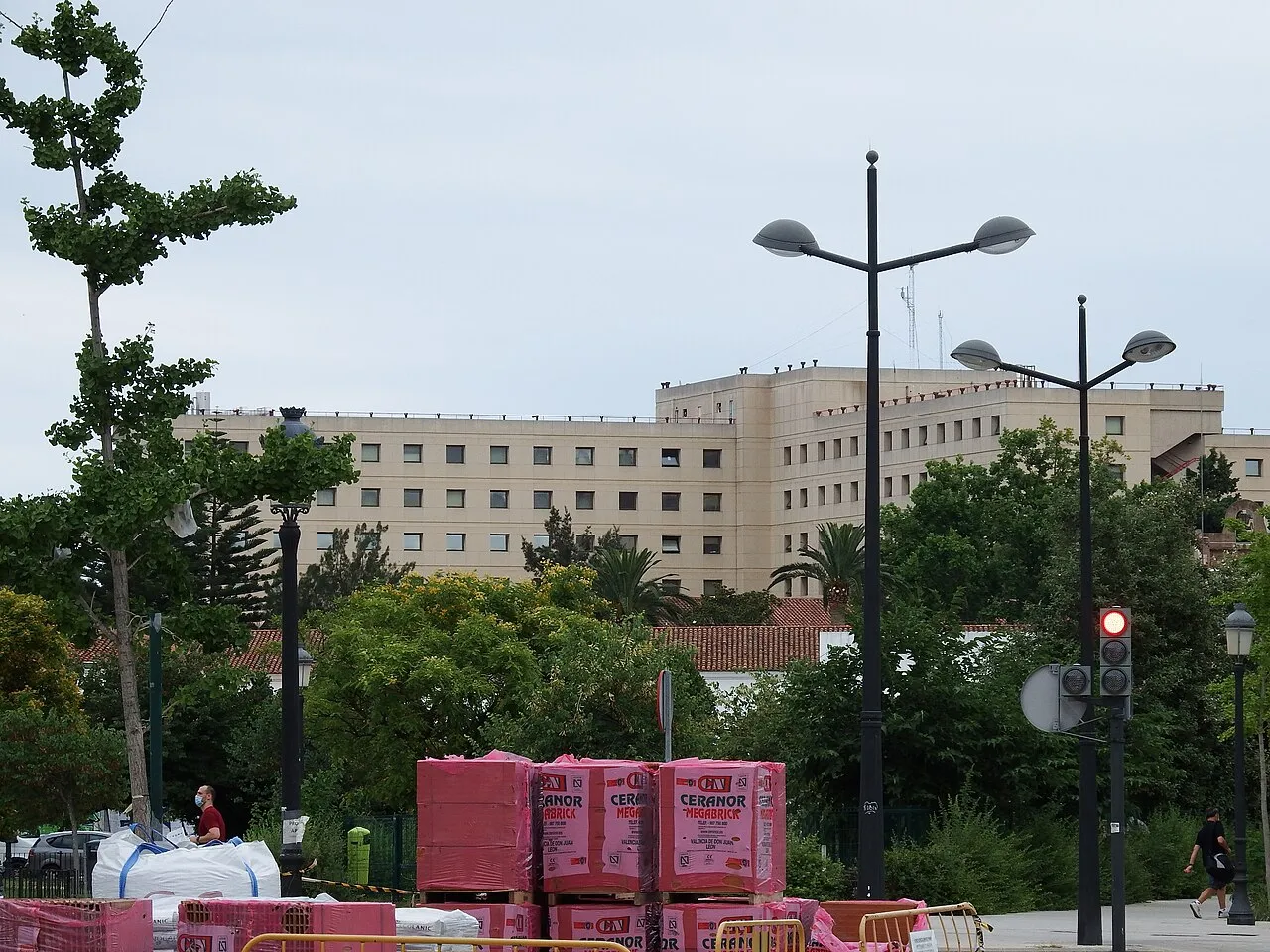Exterior of the Hospital Universitari Doctor Peset with its brick and glass facade.