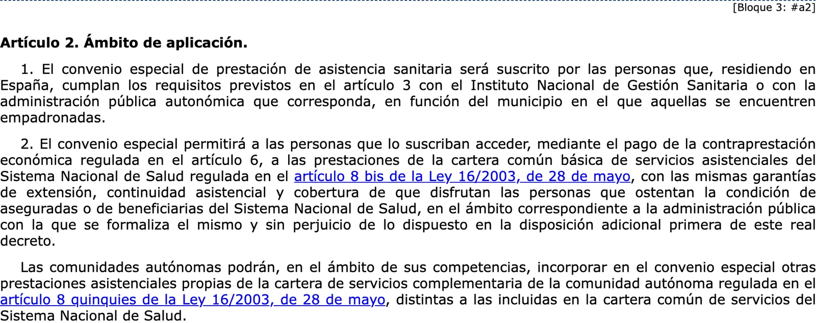 The article of the special health agreement decree on who signs the agreement, in the consolidated BOE text